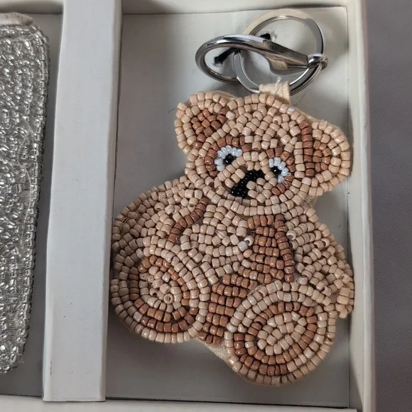 Rachel Zoe Beaded Teddy Bear 2 Piece Coin Purse & Bag Charm - Picture 5 of 7